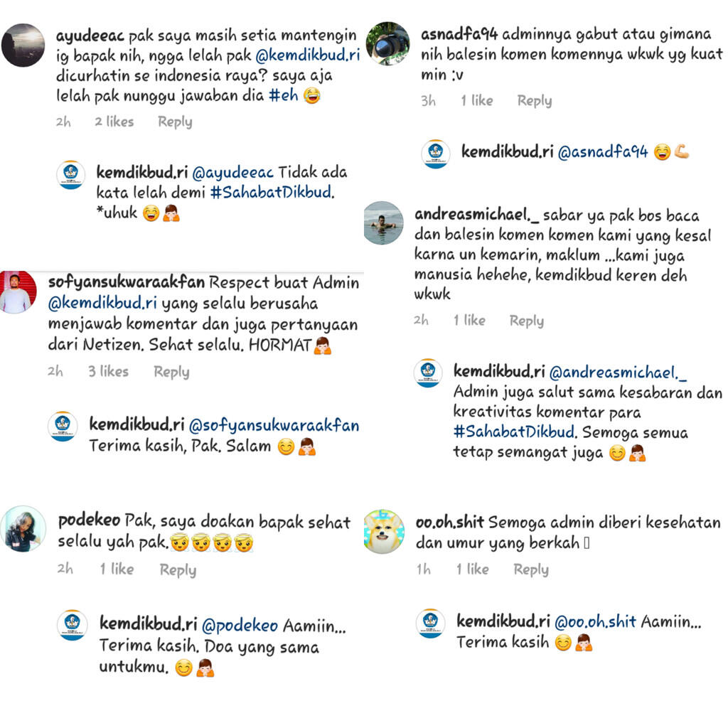 Pasca UNBK, komentar bijak admin Instagram Kemdikbud RI tuai pujian