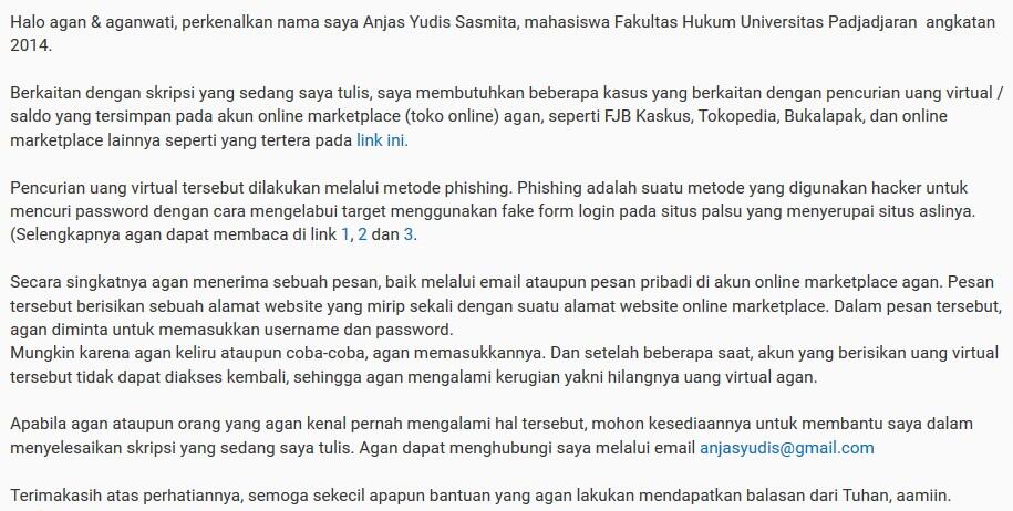 Agan pernah kehilangan uang/saldo di tkpd/bklpk karena Phishing?