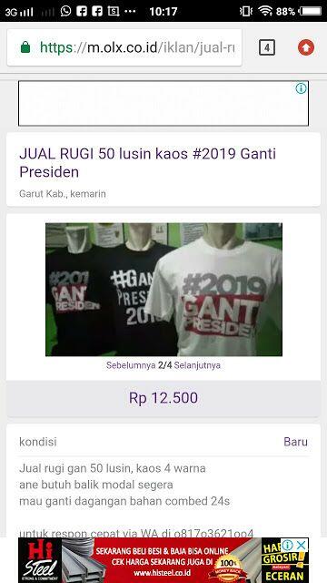 JUAL RUGI 50 Lusin Kaos #2019 Ganti Presiden di OLX, Alasan Penjual Bikin Ngakak!
