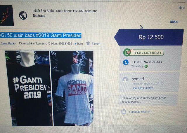 JUAL RUGI 50 Lusin Kaos #2019 Ganti Presiden di OLX, Alasan Penjual Bikin Ngakak!