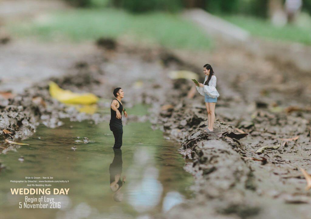 Foto Prewedding Terbaru Dengan Konsep Liliput (Miniatur)