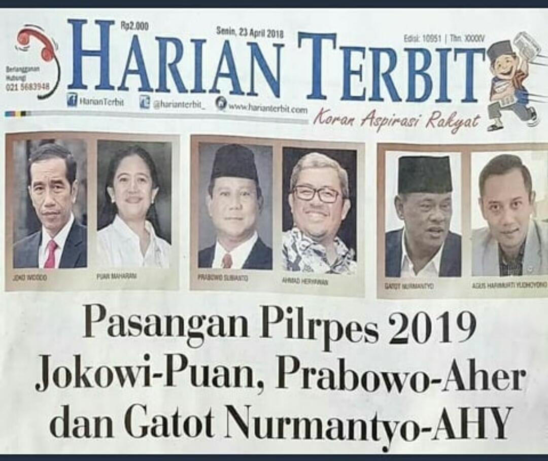 Jokowi-Puan, Prabowo-Aher dan Gatot Nurmantyo-AHY