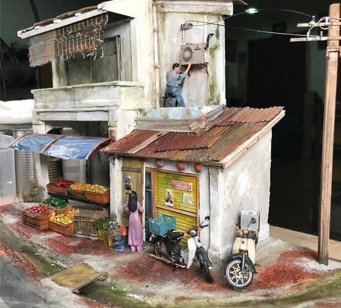 Rindu Suasana Masa Kecil, Pria Ini Membuat Diorama Kota Zaman Dulu. Detailnya Mantap!