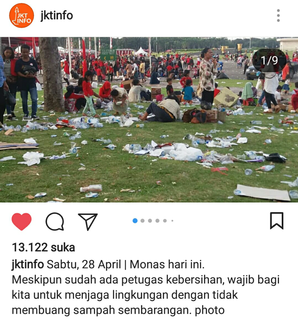 Adakan Pesta Rakyat, Monumen Nasional Dipenuh Sampah