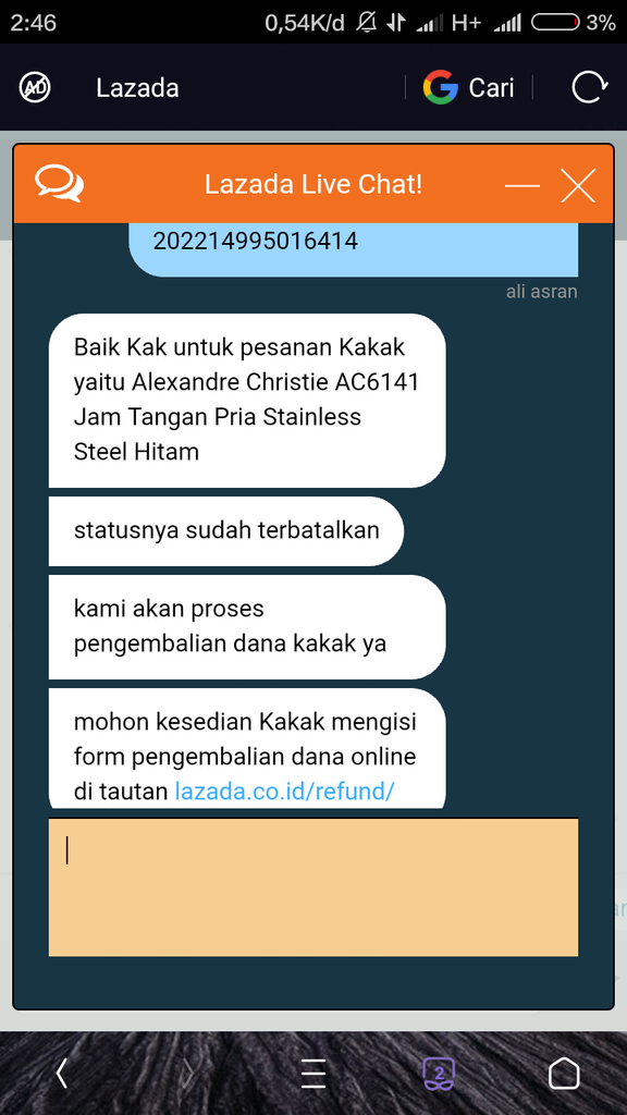 (LAGI !! PHP) LAZADA membatalkan pesanan secara sepihak