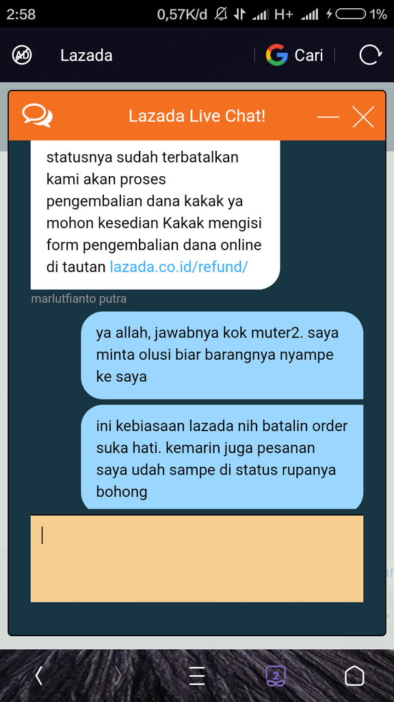 (LAGI !! PHP) LAZADA membatalkan pesanan secara sepihak