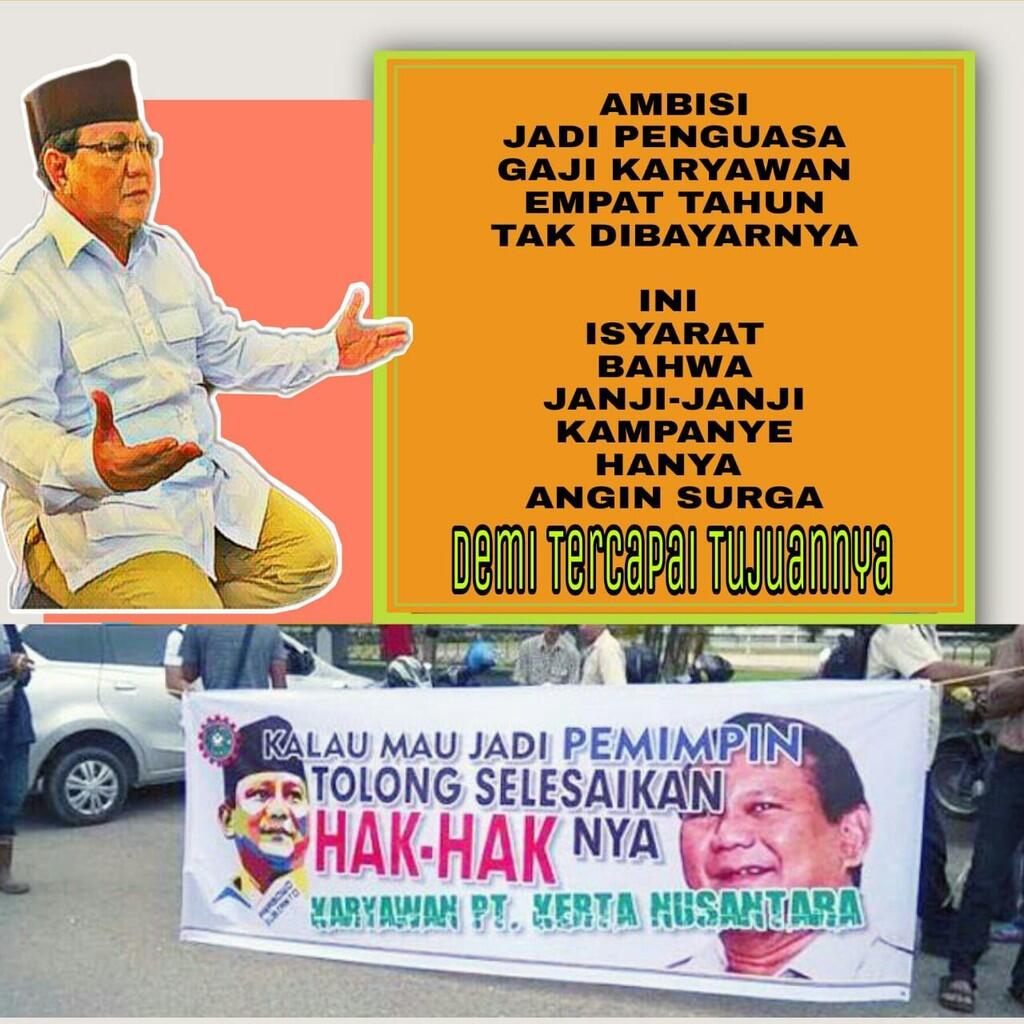 Buruh PT. Kertas Nusantara Tuntut Upah kepada Prabowo Subianto