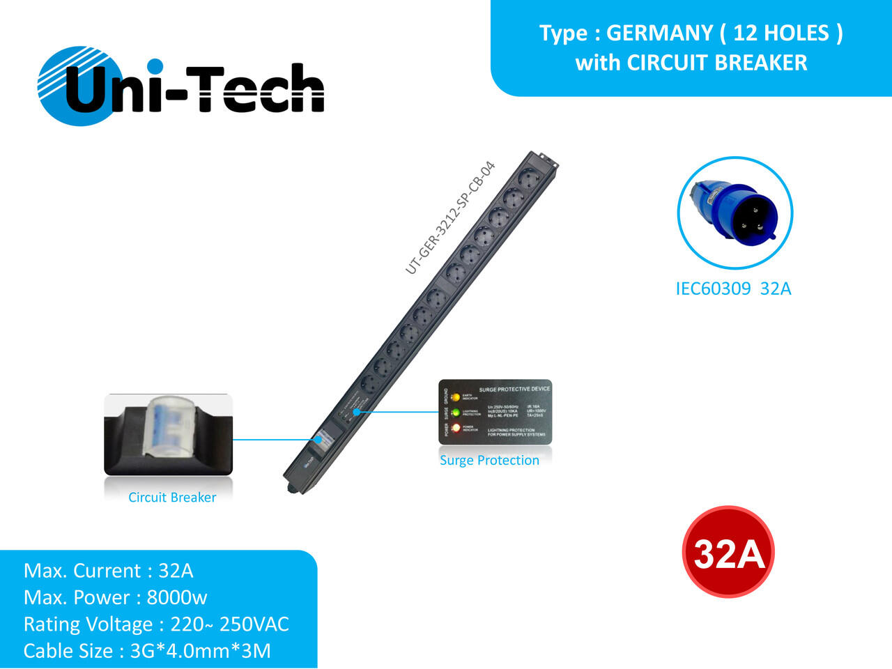 PDU 24 Socket 32A Type Germany