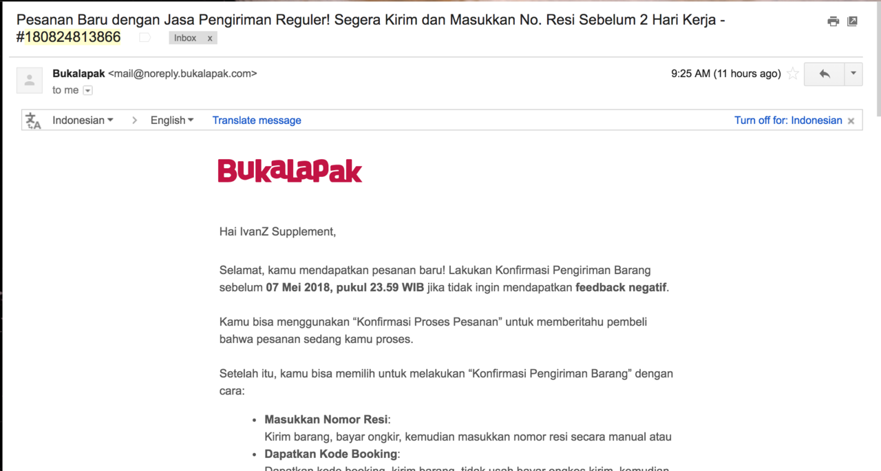 Transaksi bukalapak sudah dikirim tapi CS bukalapak batalkan transaksi secara sepihak