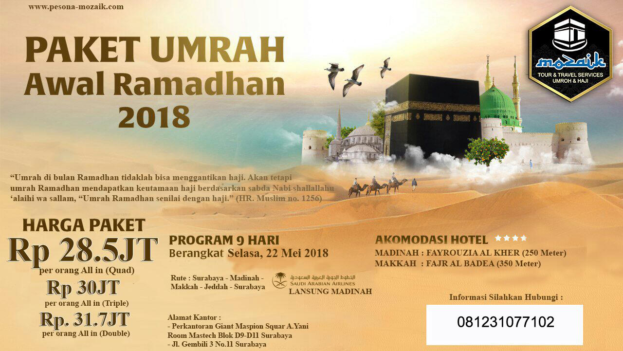 Umroh dibulan Ramadhan Bersama Pesona Mozaik