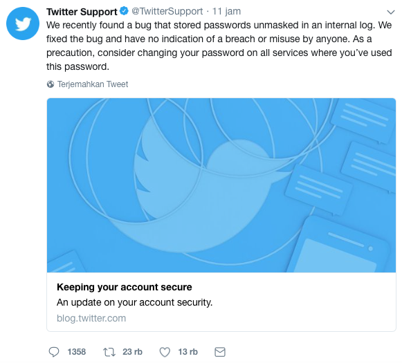 Twitter Meminta Para Pengguna Untuk Mengganti Password, Ini Alasannya