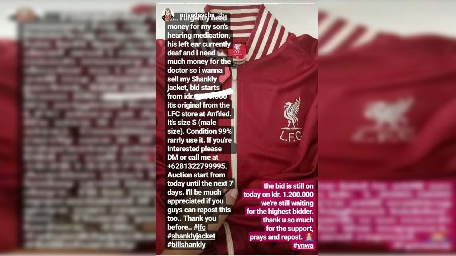 Fans Lelang Jaket Ori Liverpool Demi Biayai Anak yang Terancam Tuli