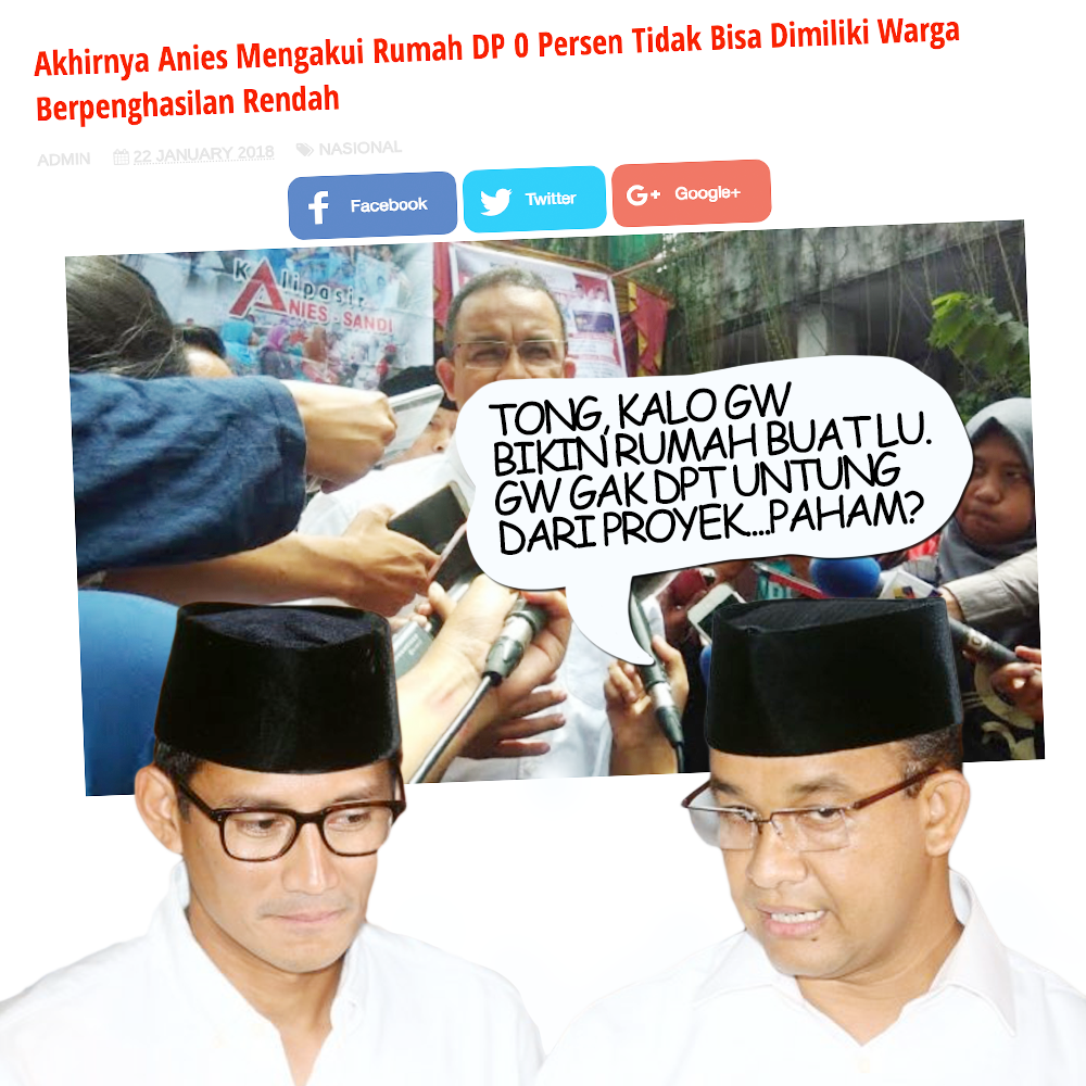 Jebakan Janji Kampanye Anies Dp Rp 0. Anies Tak Untung Jika Direalisasi