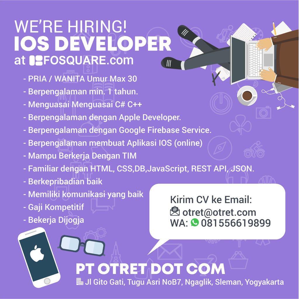 Loker Developer IOS at Jogja PT OTRET DOT COM