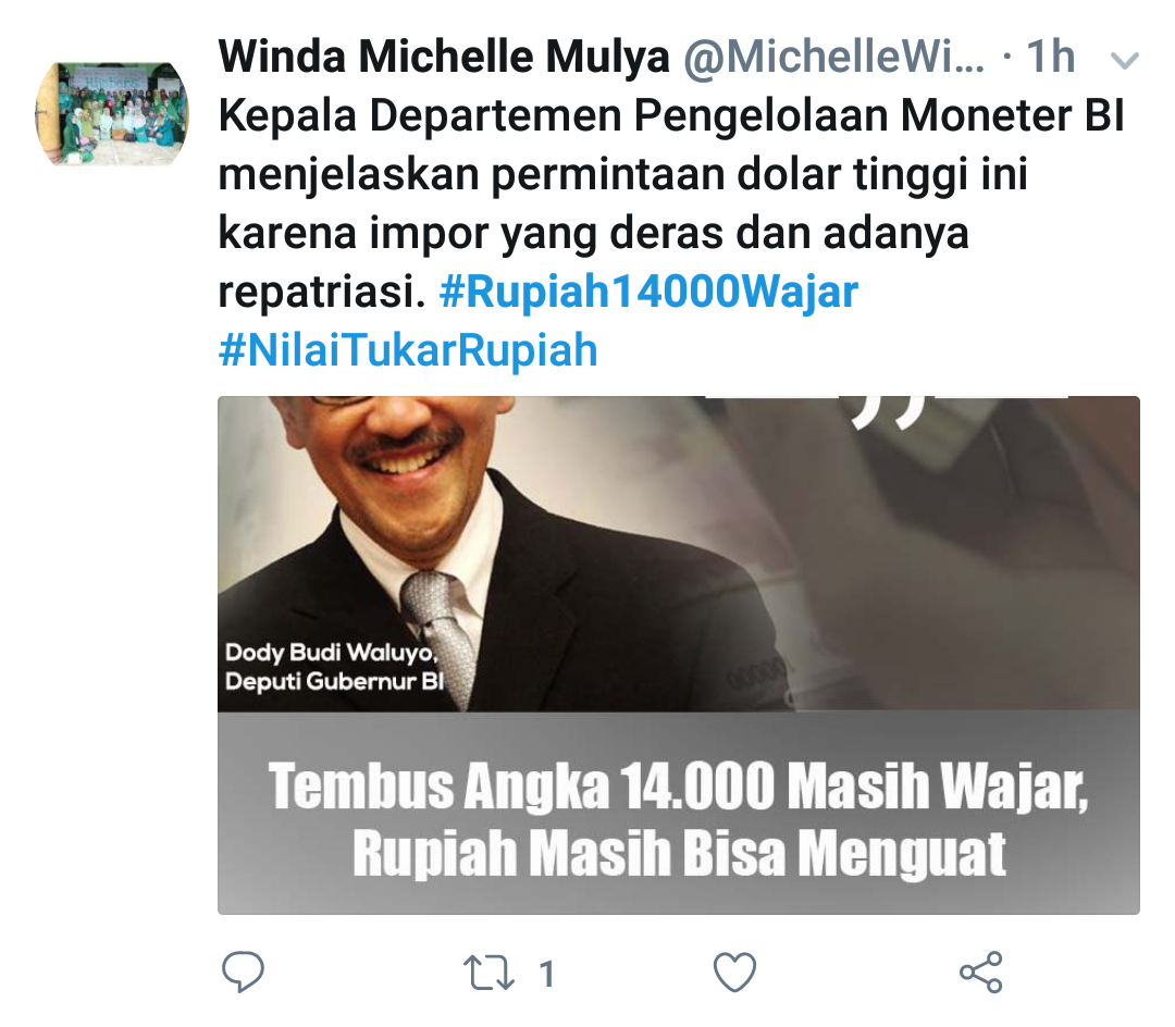 Dolar Rp 14.000, Muncul #Rupiah14000Wajar