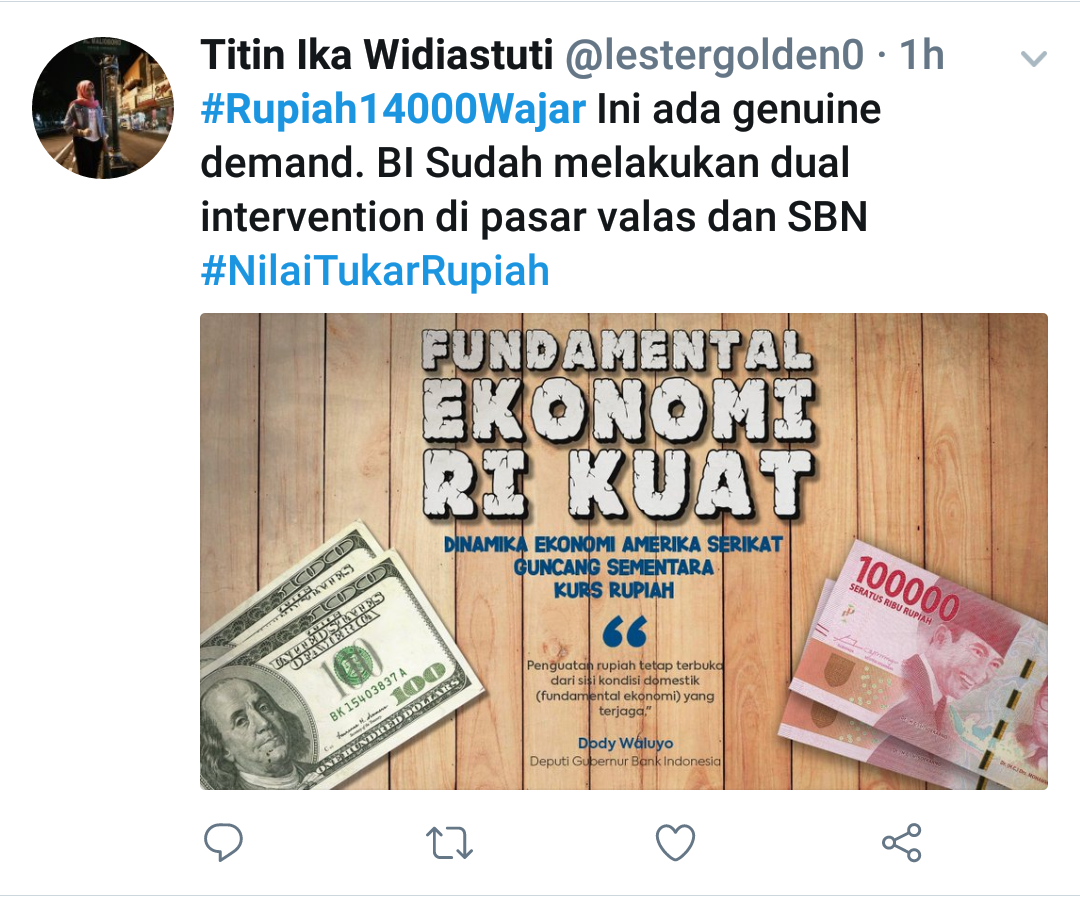 Dolar Rp 14.000, Muncul #Rupiah14000Wajar
