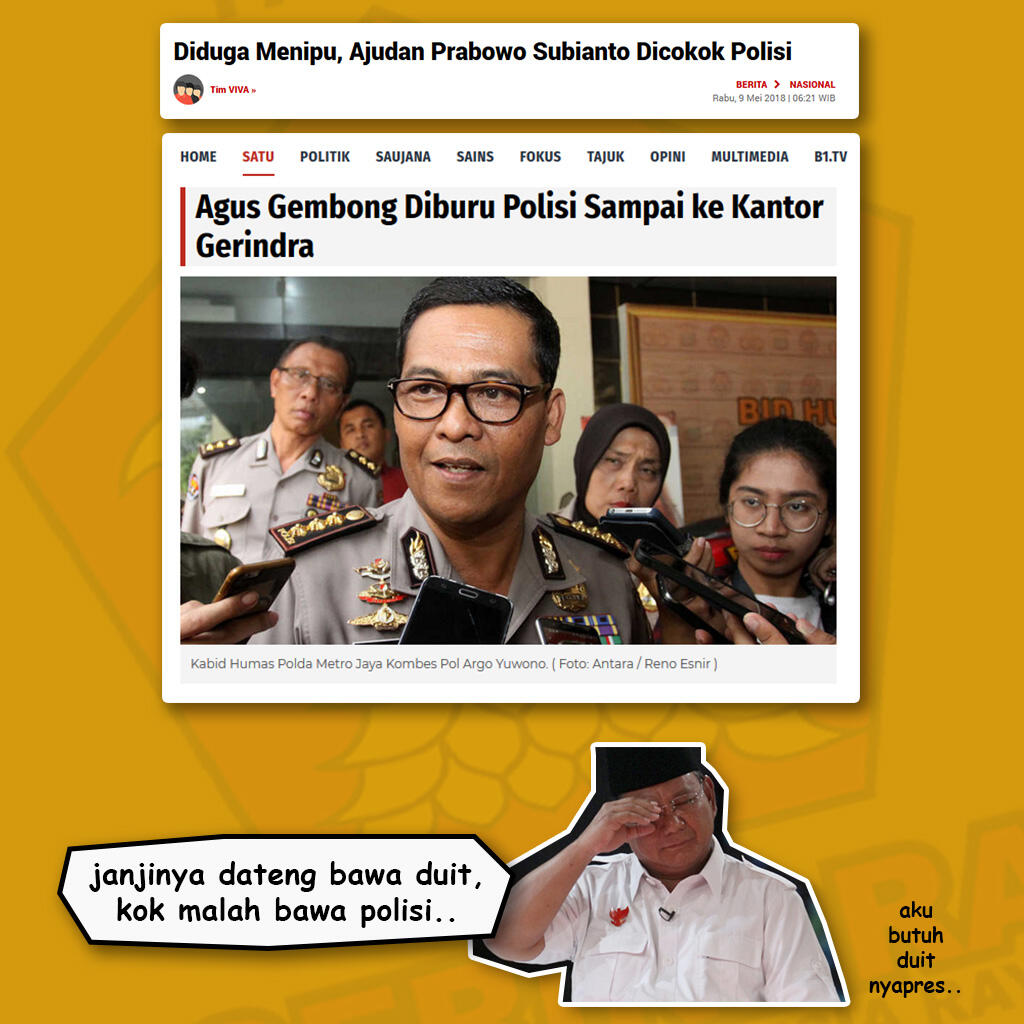 Diduga Menipu, Ajudan Prabowo Diburu Polisi Sampe Kantor Gerindra