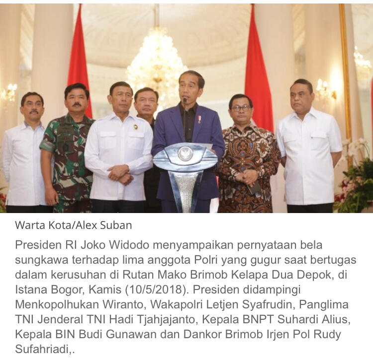 Presiden Jokowi Tegaskan Negara Tidak Gentar Hadapi Terorisme