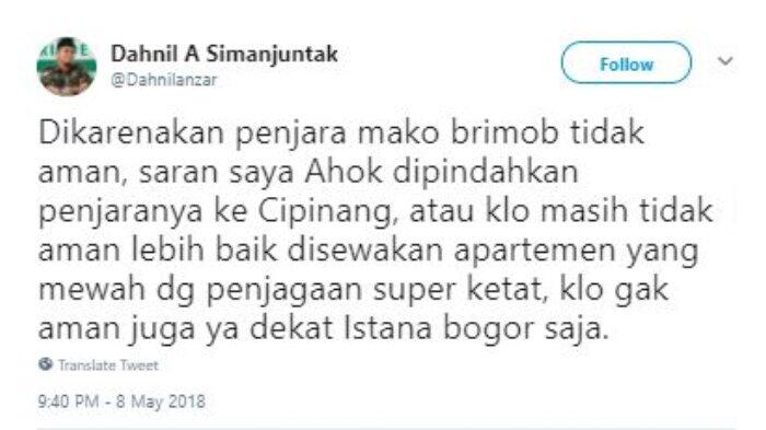 , Dahnil A Simanjuntak: Demi Keamanan, Ahok Disewakan Apartemen Mewah Saja