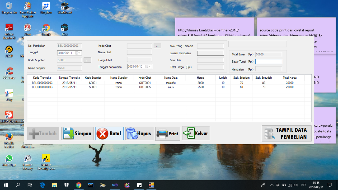 update datatabase dari listview
