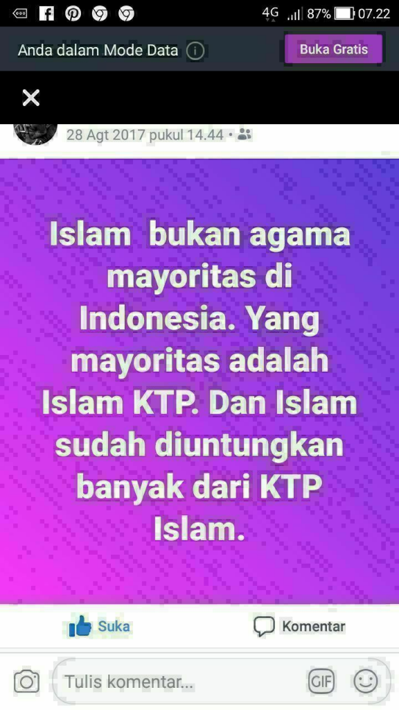 Muslim di Indonesia hanya 55.8 %?