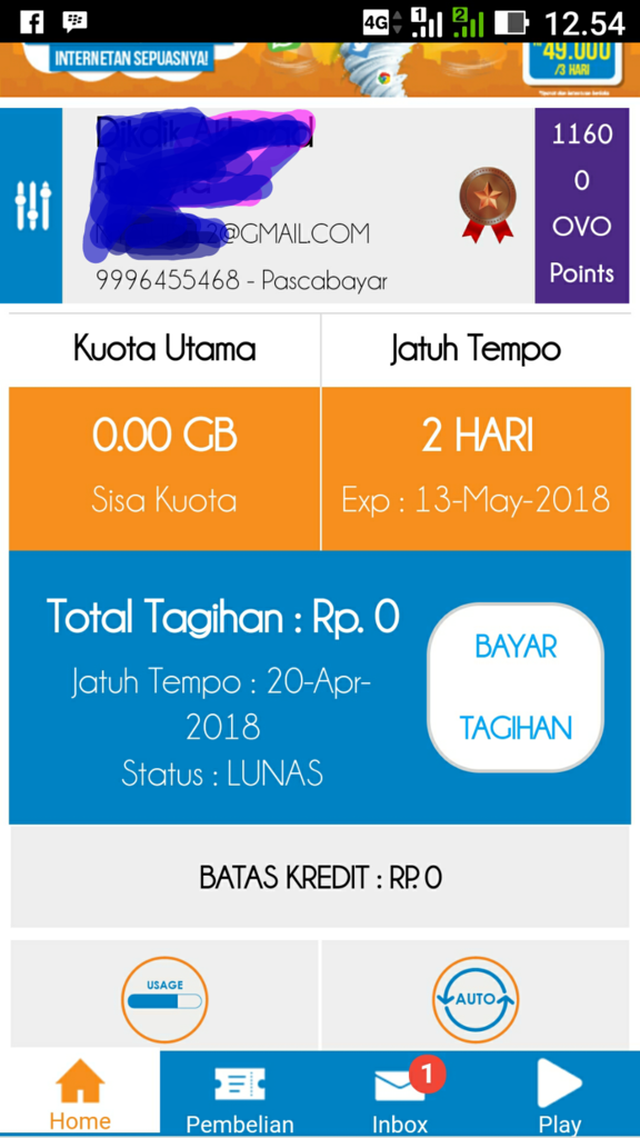 Tidak ada tagihan bolt tapi bayar 2 bulan