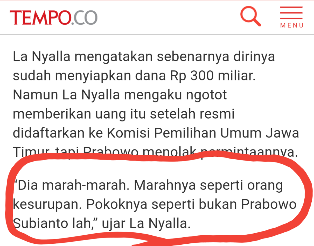 KARENA TILEP DANA AKSI, FADLI ZON DIPUKULI PRABOWO
