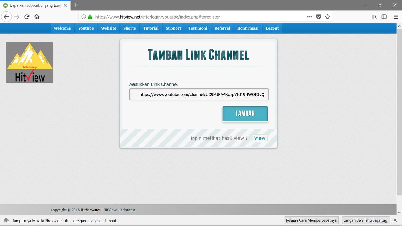 Web &amp; Software HitView Auto Subs Like &amp; Watch ke Channel kita 100%Free Aman Autorun