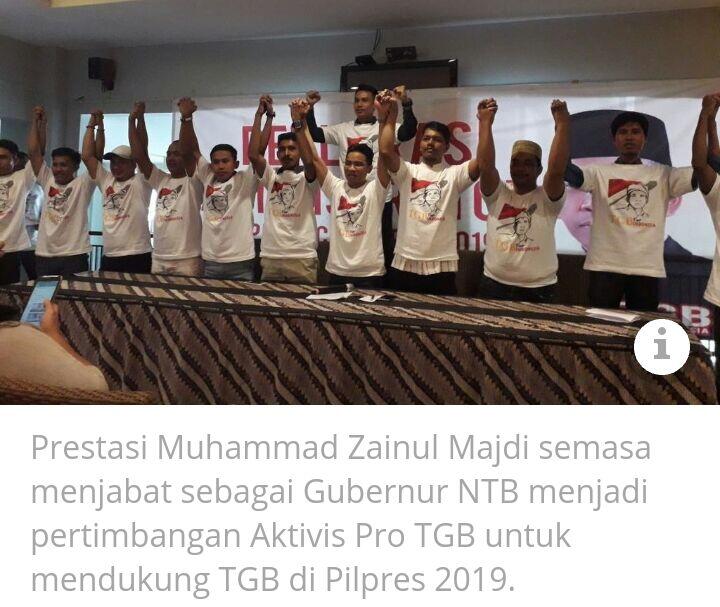 Aktivis Lintas Daerah Dukung TGB Menjadi Capres/Cawapres 2019