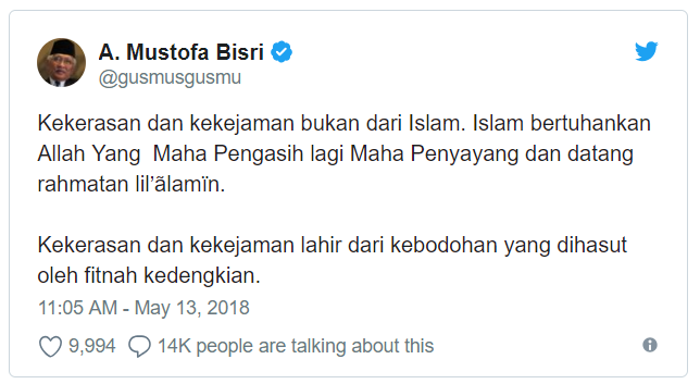 Gus Mus Angkat Bicara Tentang Terorisme