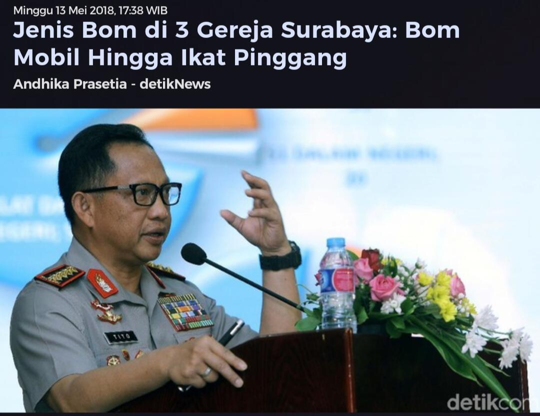 Kapolri: Satu Keluarga Pengebom Gereja Surabaya Jaringan JAD