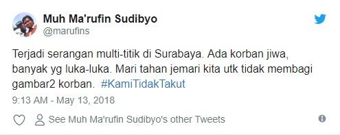 Ledakan Bom di Gereja Surabaya, Tagar KamiTidakTakut Jadi Trending Topik