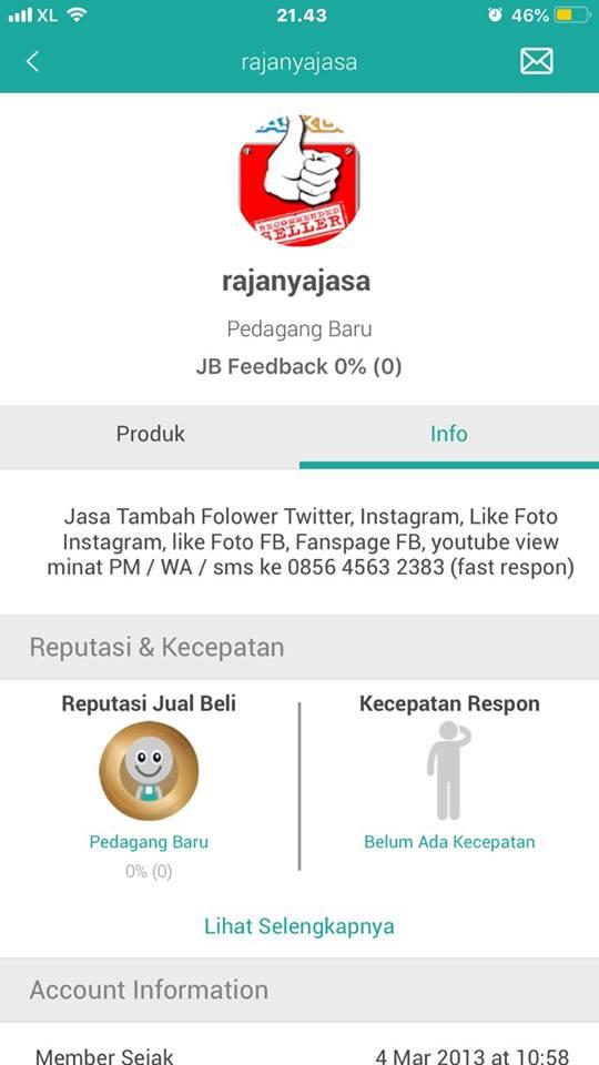Penipuan nick rajanyajasa, norek 0183584607 BCA a/ LAILATUL KHODARIYA, Jawa Timur.