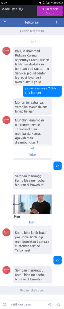 Cs telkomsel sangat buruk dan monoton