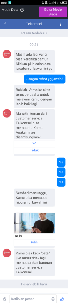 Cs telkomsel sangat buruk dan monoton