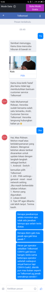 Cs telkomsel sangat buruk dan monoton