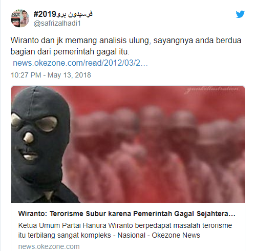Blunder Wiranto : Terorisme Subur karena Pemerintah Gagal Sejahterakan Rakyat