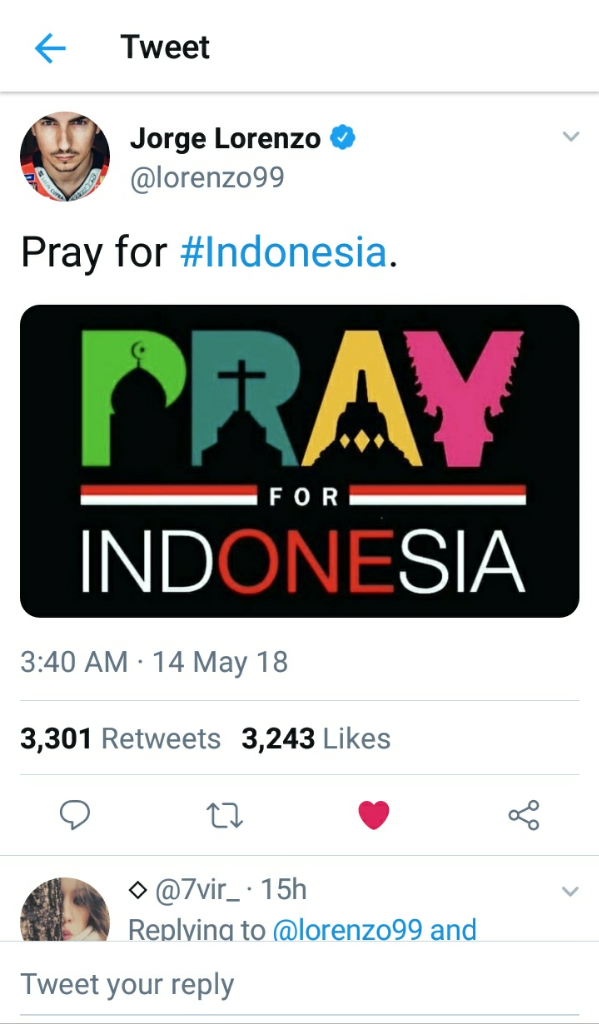 Jorge Lorenzo Juga Ucapkan Bela Sungkawa untuk Surabaya