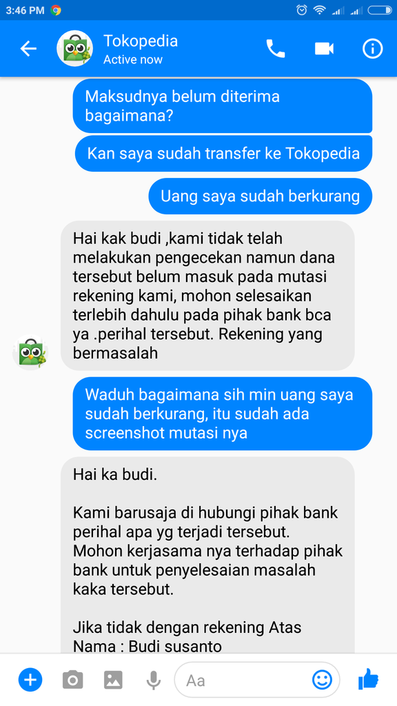 Transaksi Tokopedia
