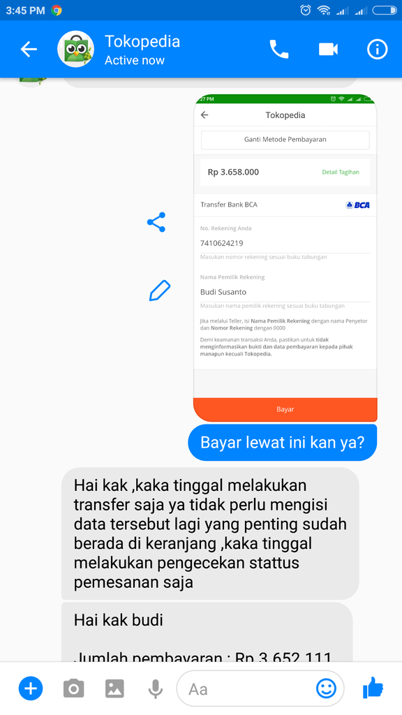 Transaksi Tokopedia