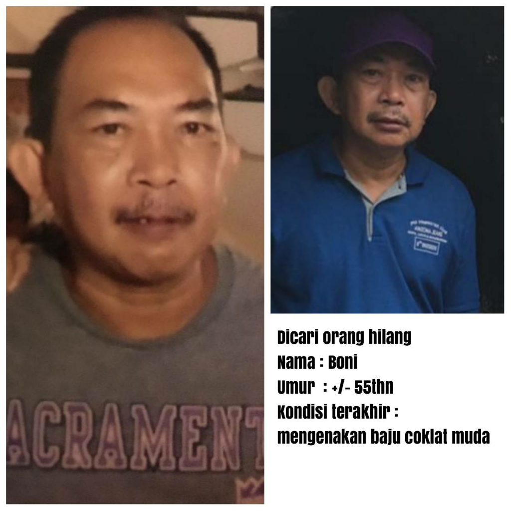 Berita Orang Hilang, Boni Usia 55 Tahun