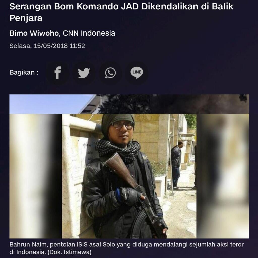 Serangan Bom Komando JAD Dikendalikan di Balik Penjara