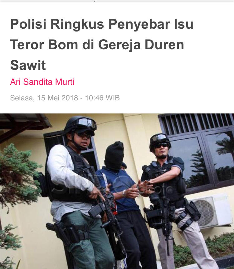 Diciduk di Bekasi, penyebar isu teror bom di gereja Duren Sawit mengaku iseng