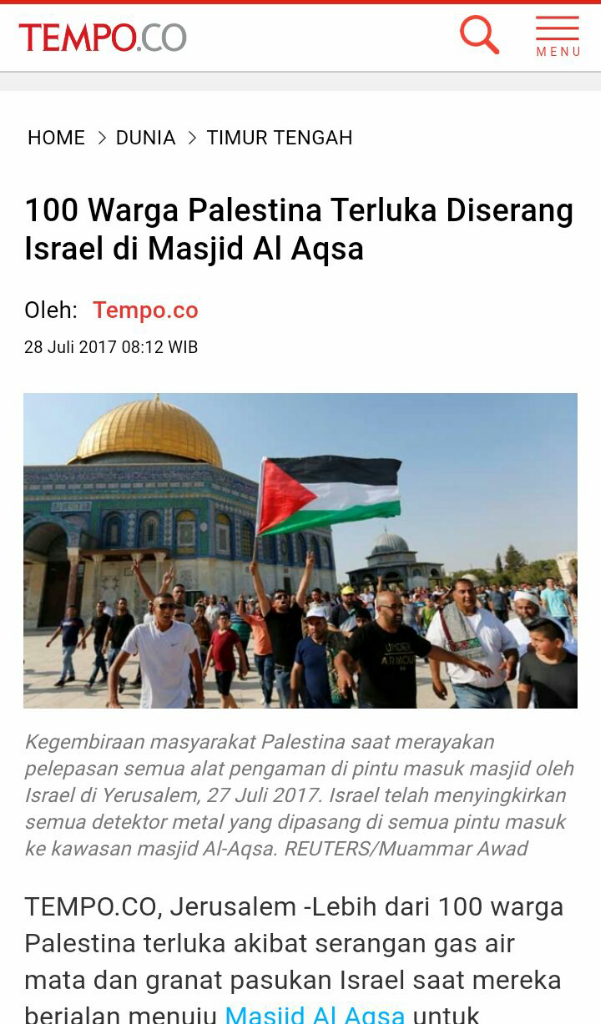 JK Soal Pemindahan Dubes AS ke Yerussalem: Israel Negara Keras