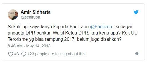 Ketua Pansus RUU Anti-Terorisme: Saudara Presiden Jokowi Salah Alamat (salahkan DPR)