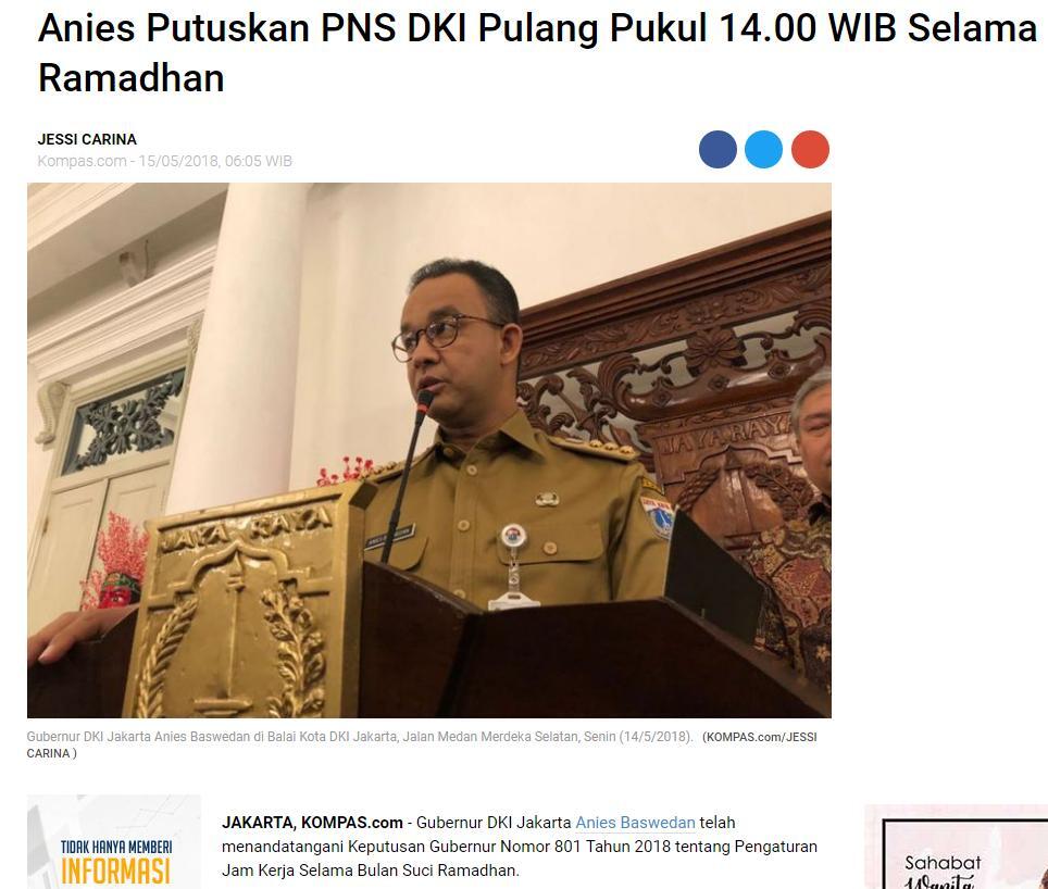 Sandiaga Uno Kaget Ahok Bolehkan PNS Pulang Pukul 14.00 di Bulan Ramadan
