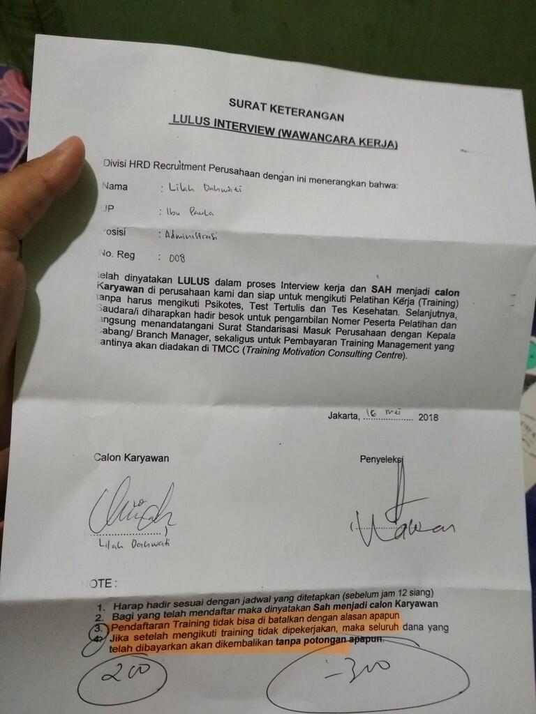 Tolong kasih pencerahan gan ini nipu apa kaga, soalnya diminta biaya training 600rb