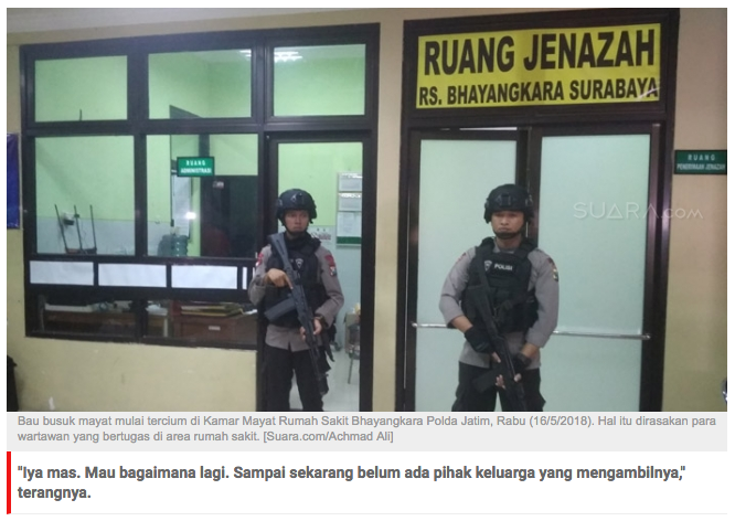 Mayat Pelaku Bom Bunuh Diri Surabaya Mulai Berbau Busuk dan Anyir