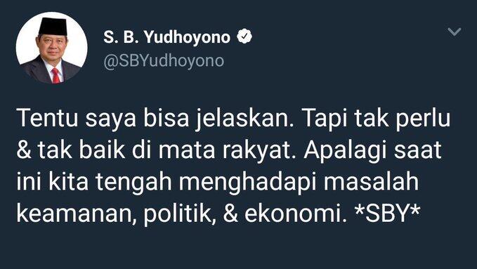 Cuitan SBY Tanggapi Pernyataan Jokowi Dijadikan Meme #SBYJelaskan oleh Netizen