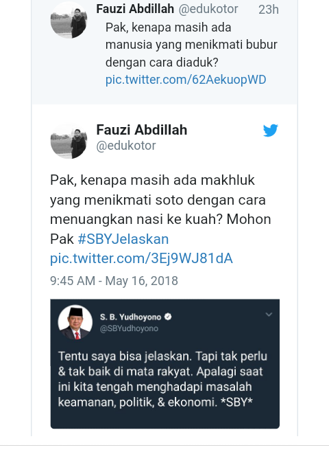 Cuitan SBY Tanggapi Pernyataan Jokowi Dijadikan Meme #SBYJelaskan oleh Netizen